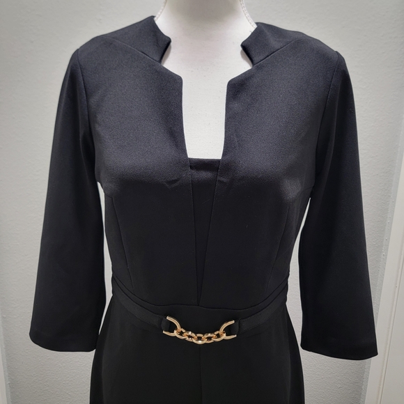 Joseph Ribkoff Black Jumpsuit with Gold Waist Accent - Picture 2 of 6
